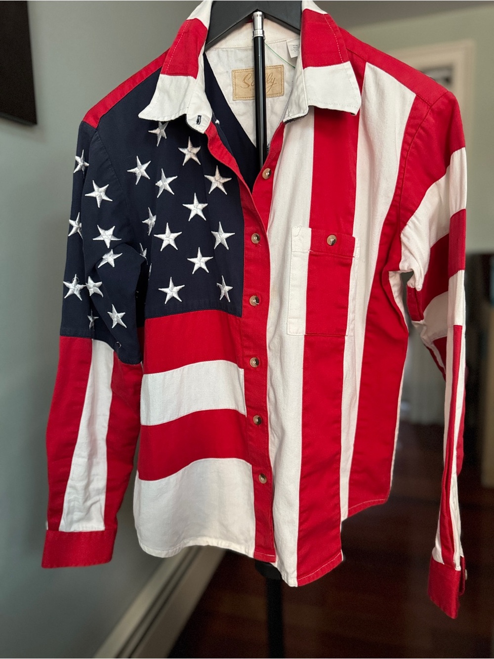 Scully Red White Navy Stars & Stripes Western Button-Up Patriotic size L 10/12